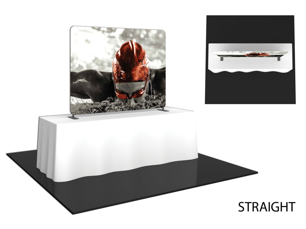 Formulate Essential tabletop straight fabric backwall exhibit.