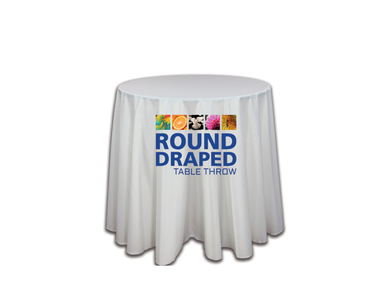 Round premium dye sub draped table throw