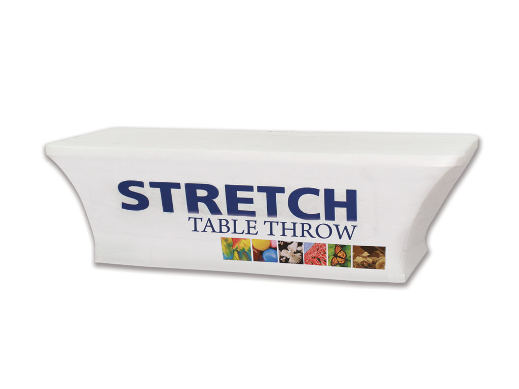 Stretch dye sub 8 foot table throw