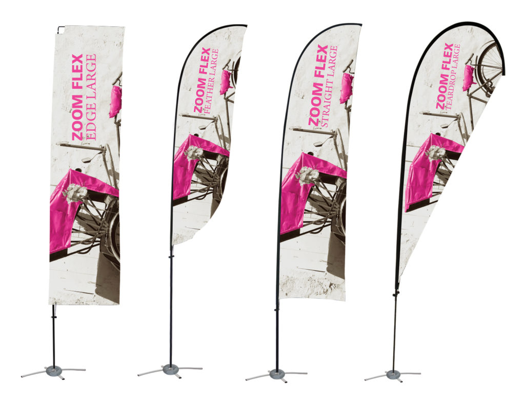 Zoom outdoor flags - edge feather straight tear drop