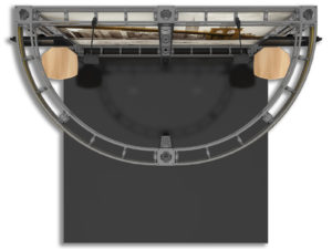 Orbital express truss 10ft modular inline backwall natural top Clio plan view.
