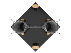 Gemini orbital express truss 20x20 modular island booth exhibit plan view.
