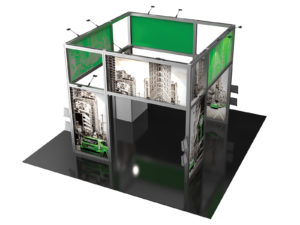 Hybrid Pro 20x20 modular island exhibit booth kit 18 overhead view.