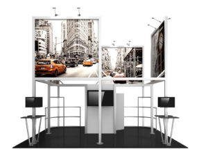 Hybrid Pro 20x20 modular island exhibit booth kit 19 front view.